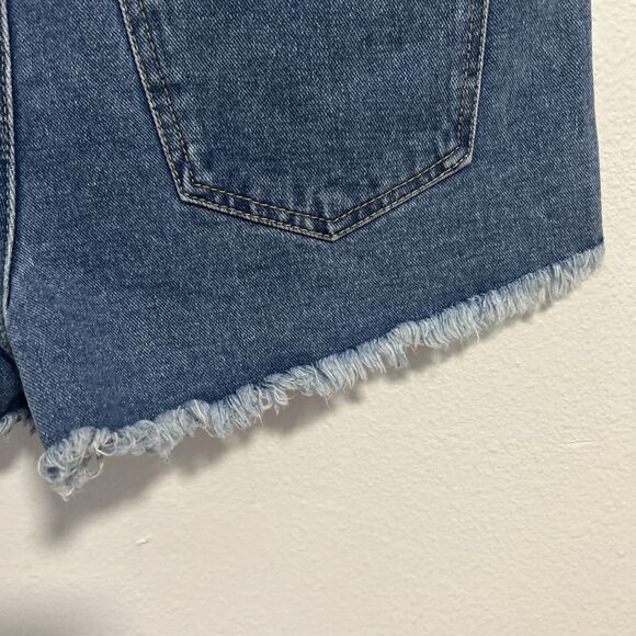 Forever 21 Jeans Shorts Womens 29 Blue High Rise Sailor Frayed Denim‎ - Picture 5 of 11